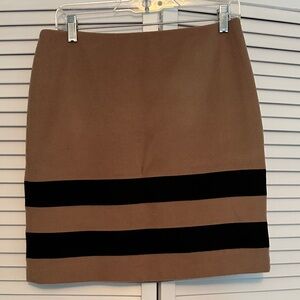 J. McLaughlin Tan Pencil wool and cashmere blend Skirt with Black Stripes